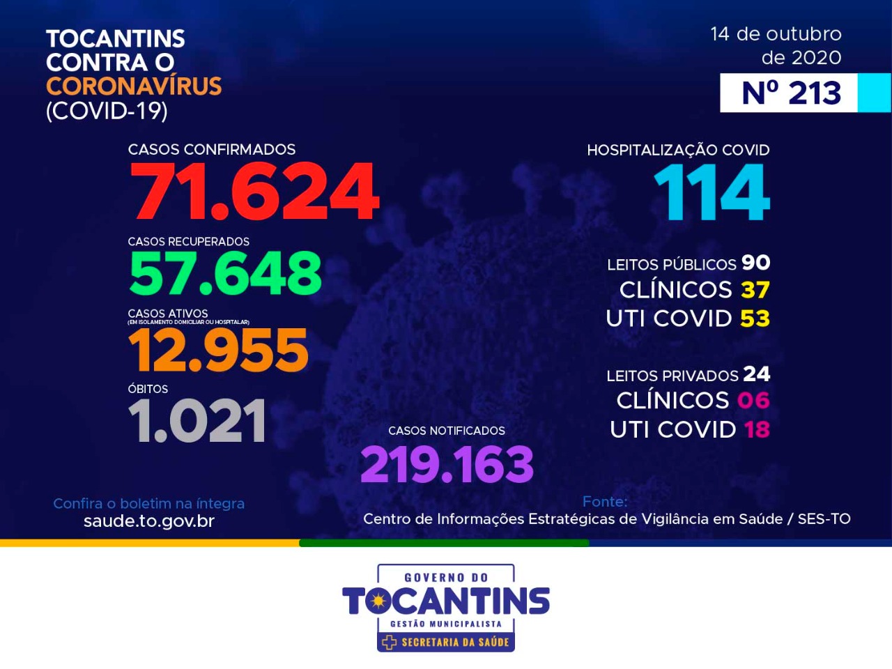 Coronavírus: Tocantins contabiliza mais 381 casos hoje, destes, 38% estão entre 20 a 39 anos
