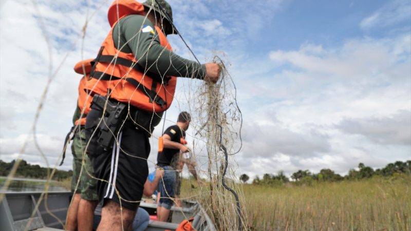 Mais de 500 metros de rede de pesca são apreendidos no Lago Azul e Rio Lontra durante piracema em Araguaína