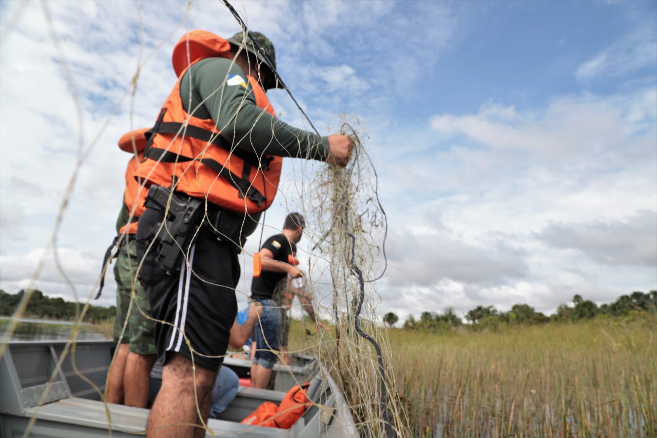 Mais de 500 metros de rede de pesca são apreendidos no Lago Azul e Rio Lontra durante piracema em Araguaína