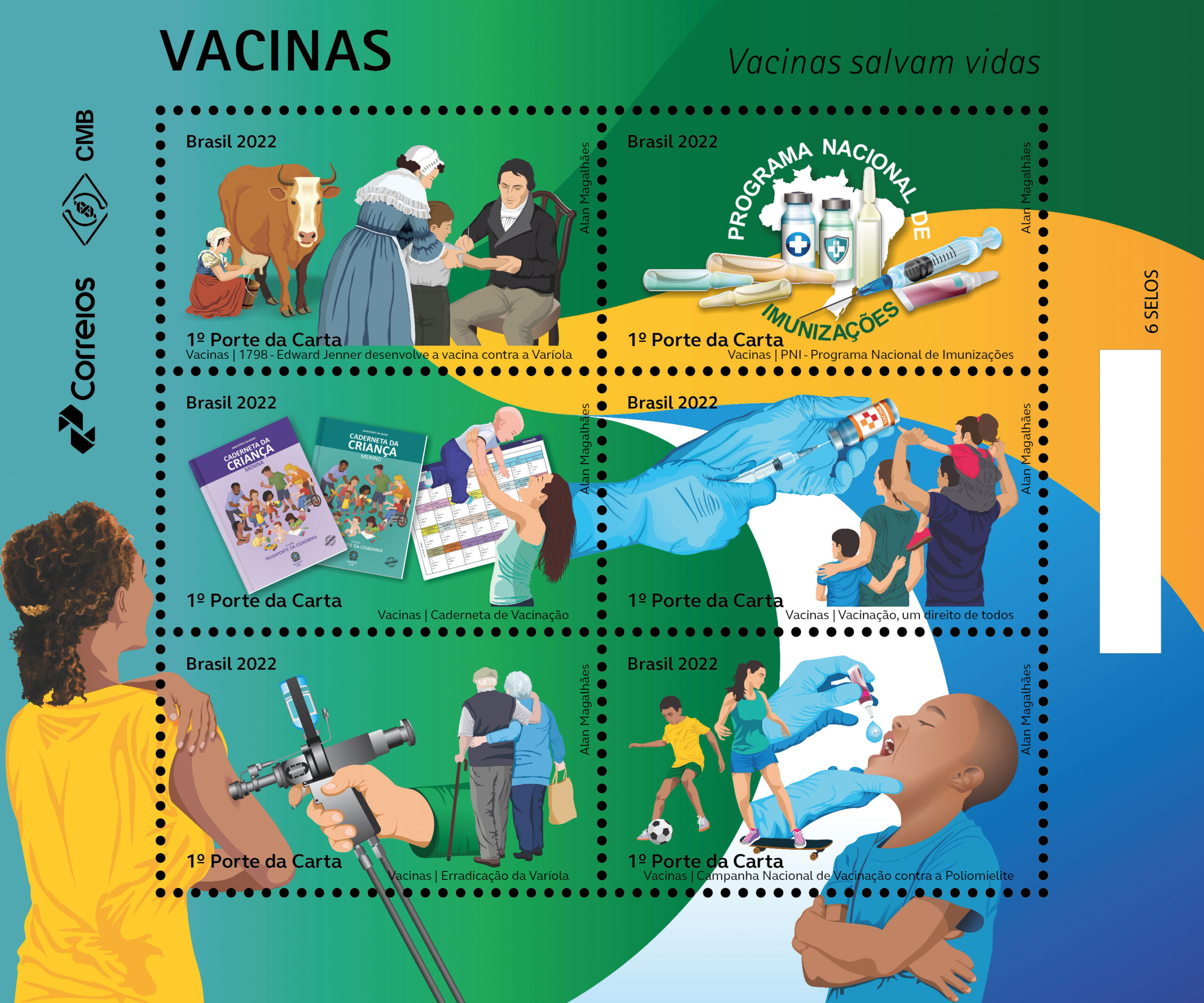 Novos selos do Correios destacam importância das vacinas para saúde pública brasileira