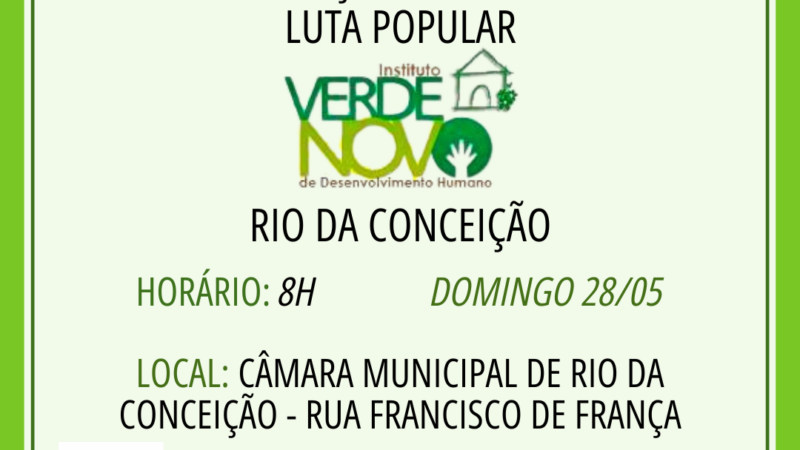 Direitos fundamentais e moradia: Instituto realiza formação neste domingo em Rio da Conceição 