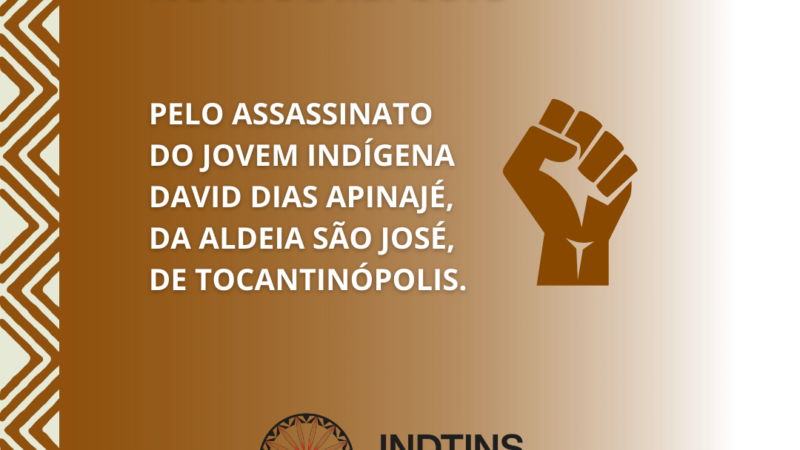 Nota de repúdio ao assassinato do jovem indígena David Dias Apinajé, da Aldeia São José, em Tocantinópolis