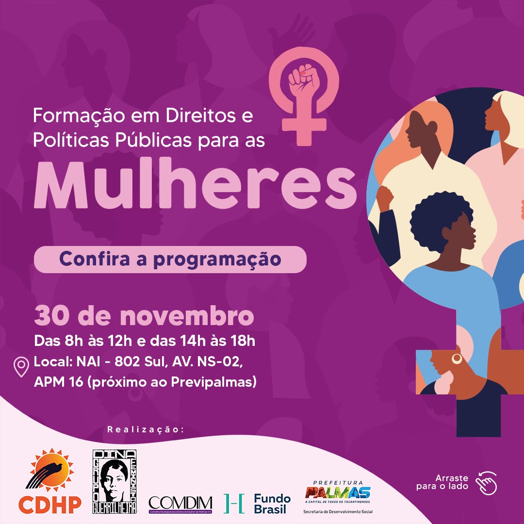 Gênero, inclusão e raça é proposta de debate de formação que acontece nesta quinta em Palmas