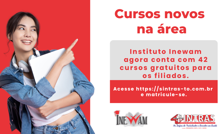 Sintras amplia oferta de cursos no Instituto Inewam e chega a 42 formações disponíveis